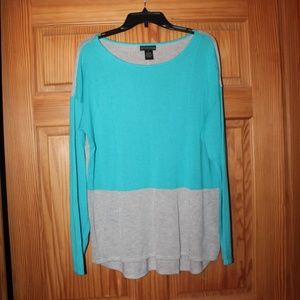 Women's lightweight teal & grey sweater.